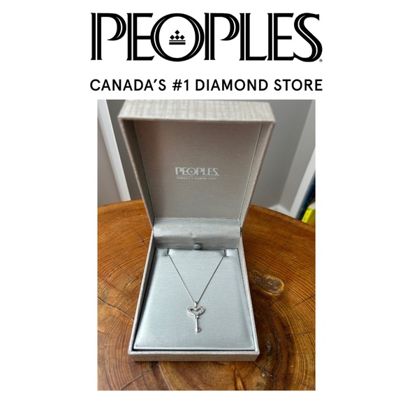 Peoples 0.05 CT. T.w. Diamond Small Heart Key Pendant in Sterling Silver - Picture 2 of 13